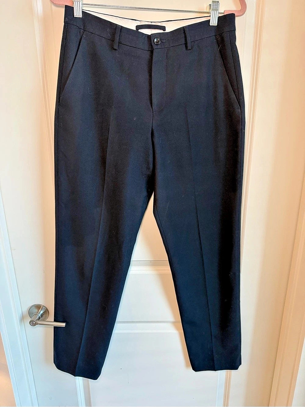 Zara Straight Leg Trousers in Navy Size 30 Waist Like New
